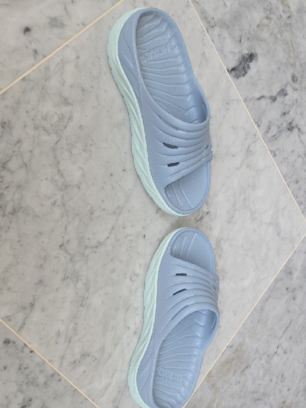 Hoka One One Sky Blue Cushioned Slide Sandals - Picture 3 of 6